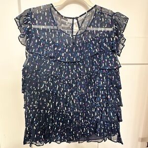 EUC.. Rebecca Taylor. Confetti Ruffle Top. Blue and Colorful. Size 14